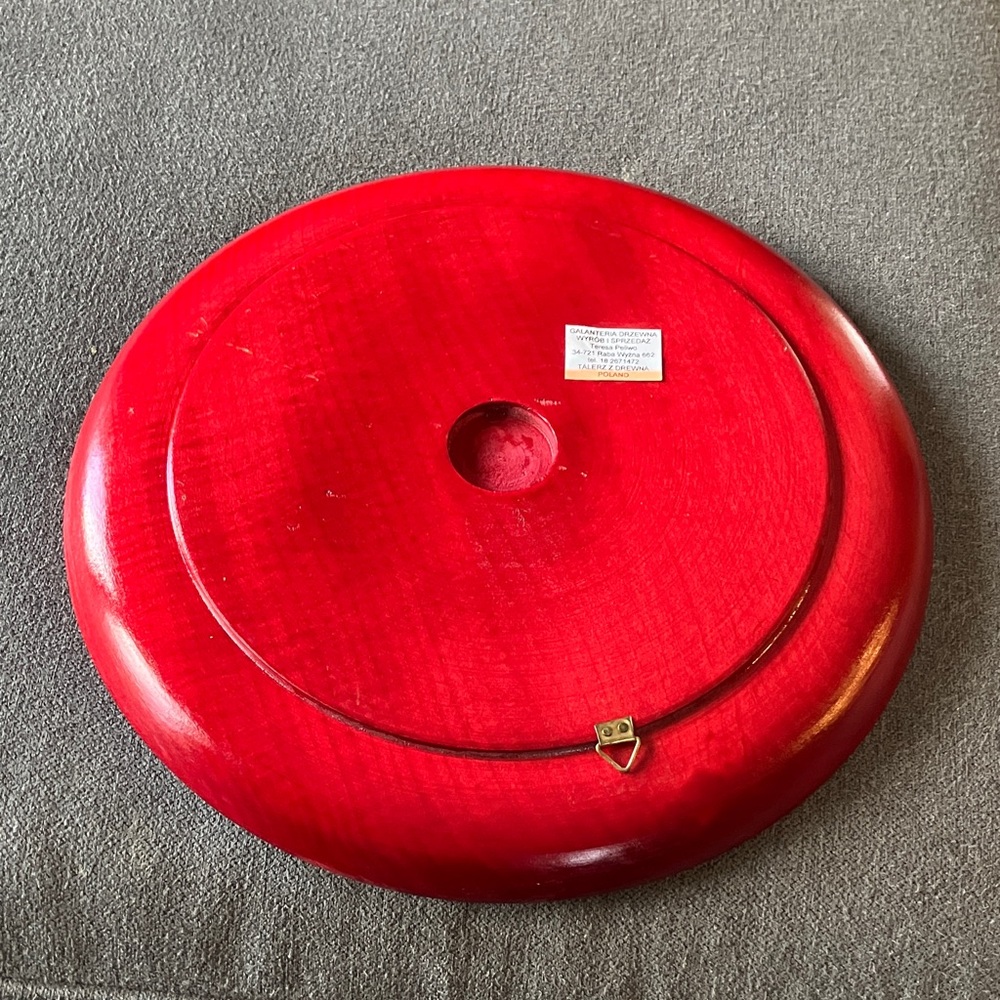 Artistic Red and Black Dinner Plate from Poland - Picture 3 of 4